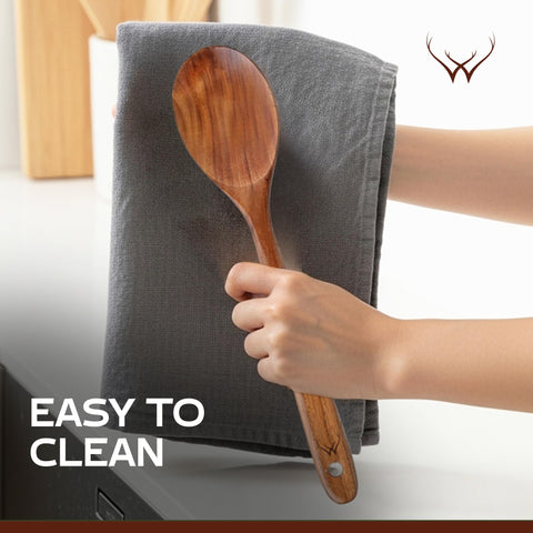 WOODLANDS USA wooden utensils set includes a versatile teak spoon.