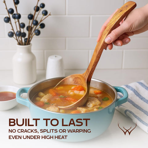 Woodlands USA teak ladle small great for portions and delicate tasks.