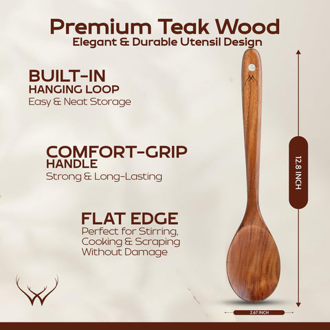 WOODLANDS USA teak spoon rest highlights large spoon rest.