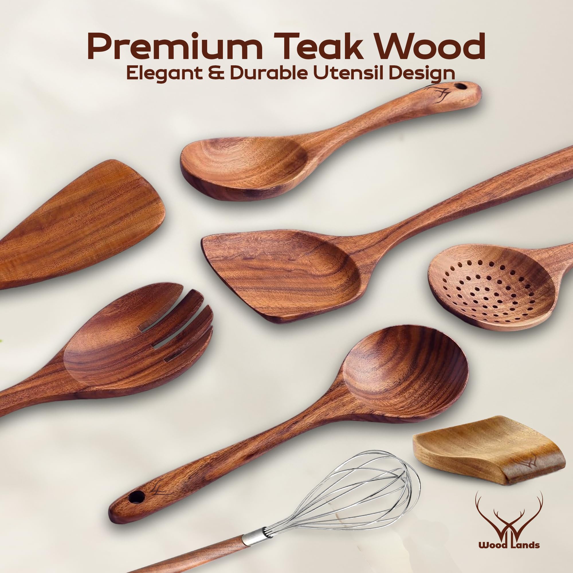 WOODLANDS USA teak fork spoon for stirring and serving