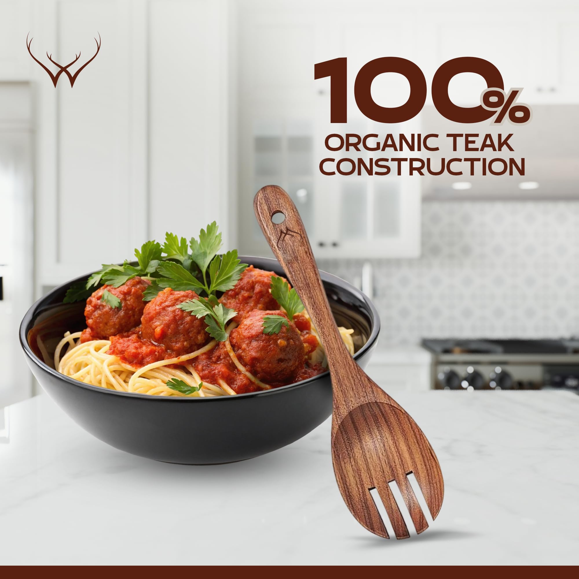 WOODLANDS USA teak skimmer lifting foods from broth