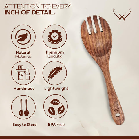 WOODLANDS USA teak slotted spatula for draining liquids easily