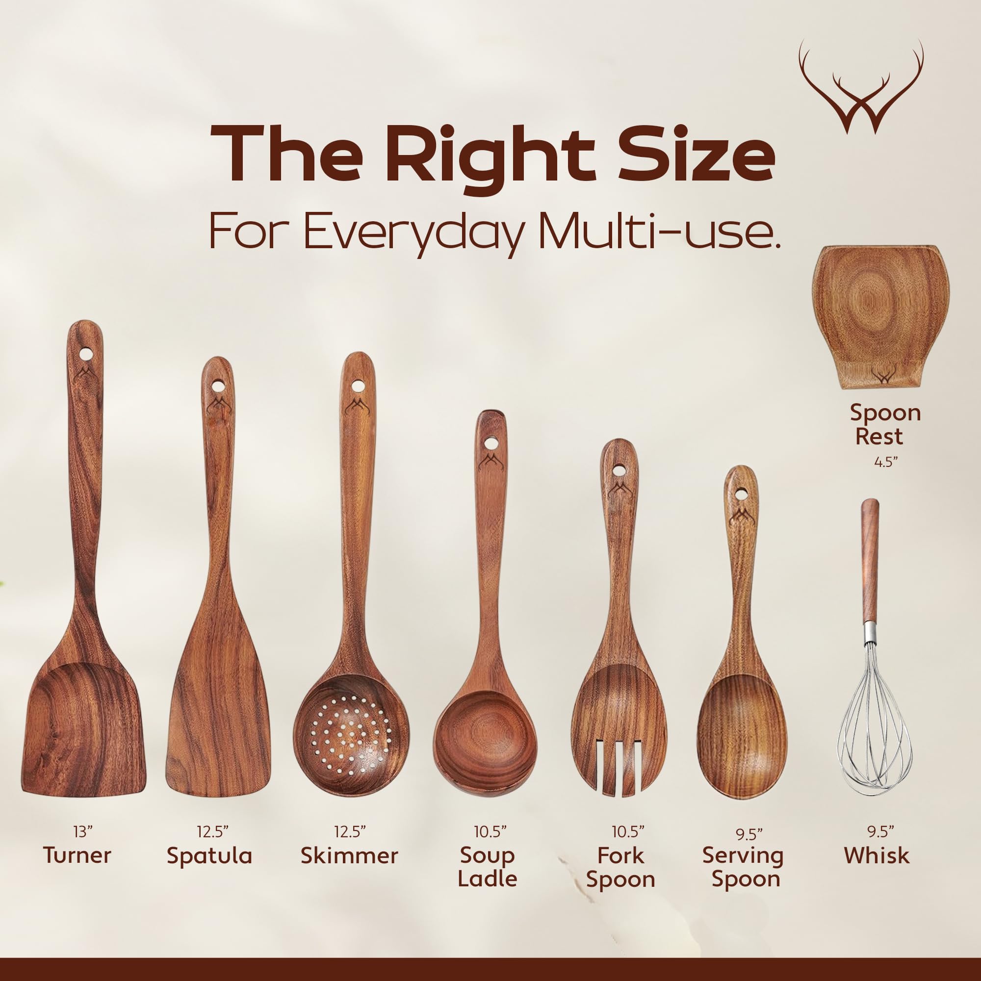 WOODLANDS USA teak spatula ideal for gentle stirring on non-stick pans