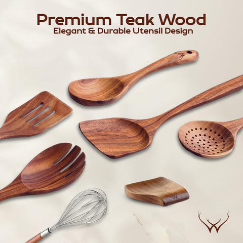 Woodlands USA teak spatula for precise, even stirring and sautéing