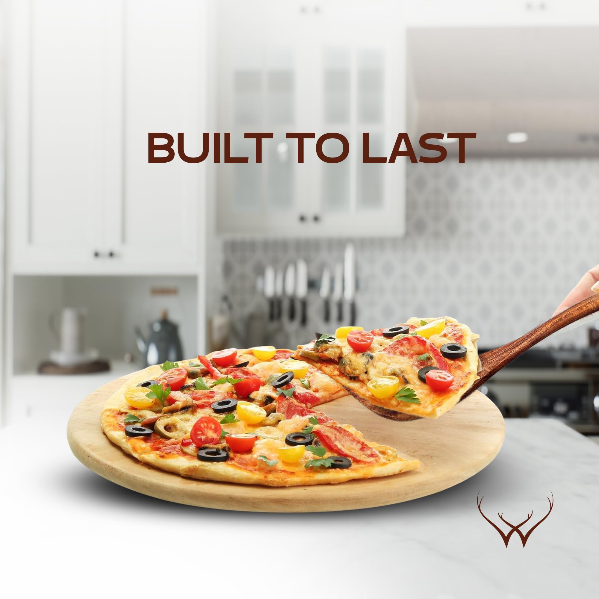 Woodlands USA wide turning spatula with ergonomic grip.