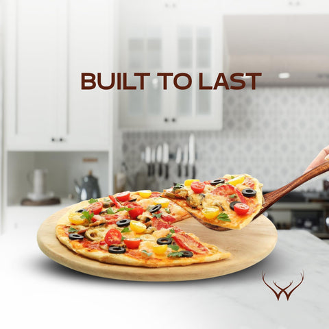 Woodlands USA wide turning spatula with ergonomic grip.