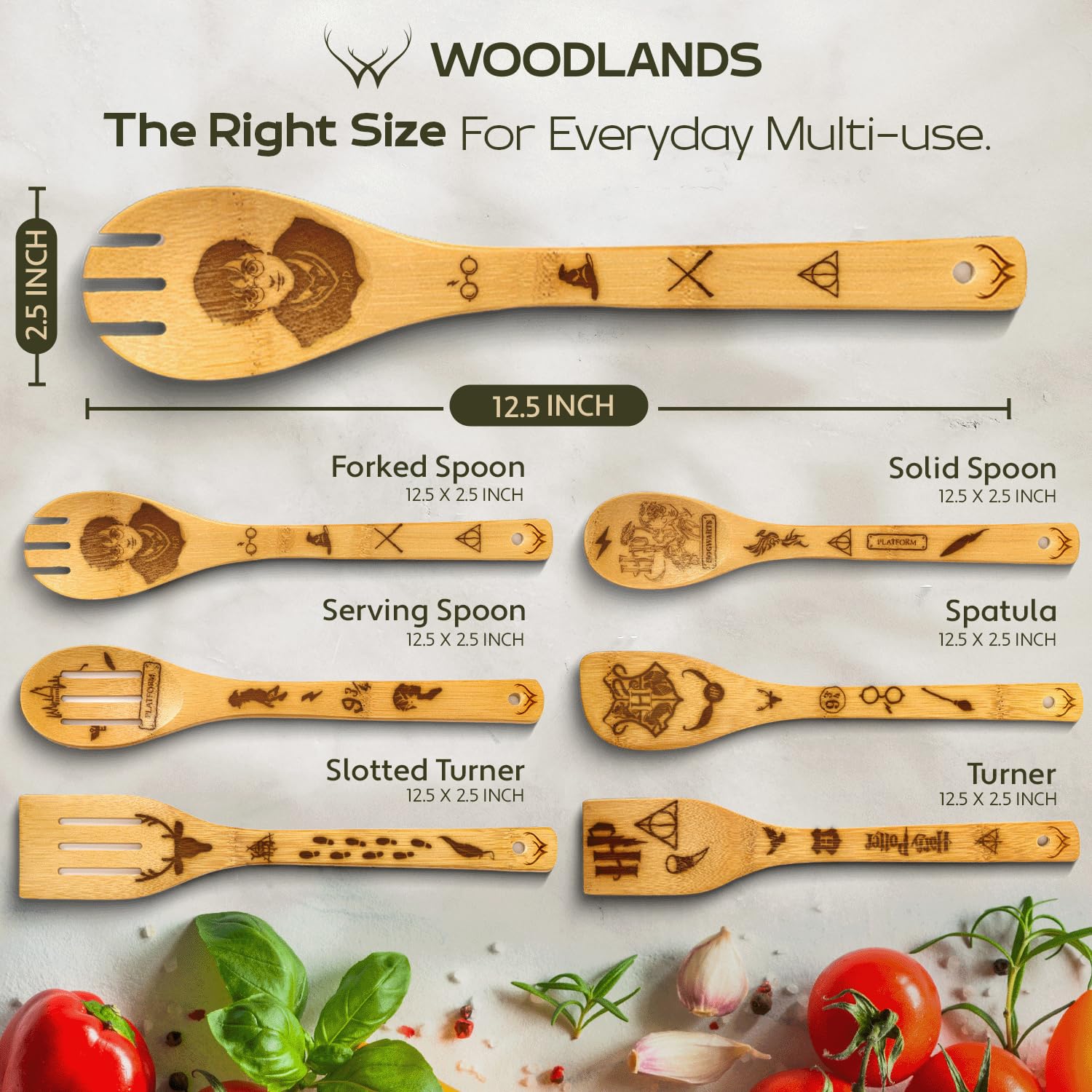 Woodlands USA wooden spoons with ergonomic grip for comfortable stirring