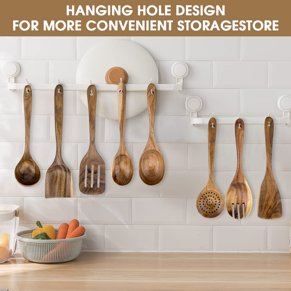 WOODME teak mixing spoon comfortable grip for mixing batter