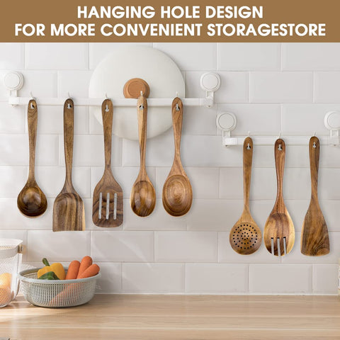 WOODME teak mixing spoon comfortable grip for mixing batter
