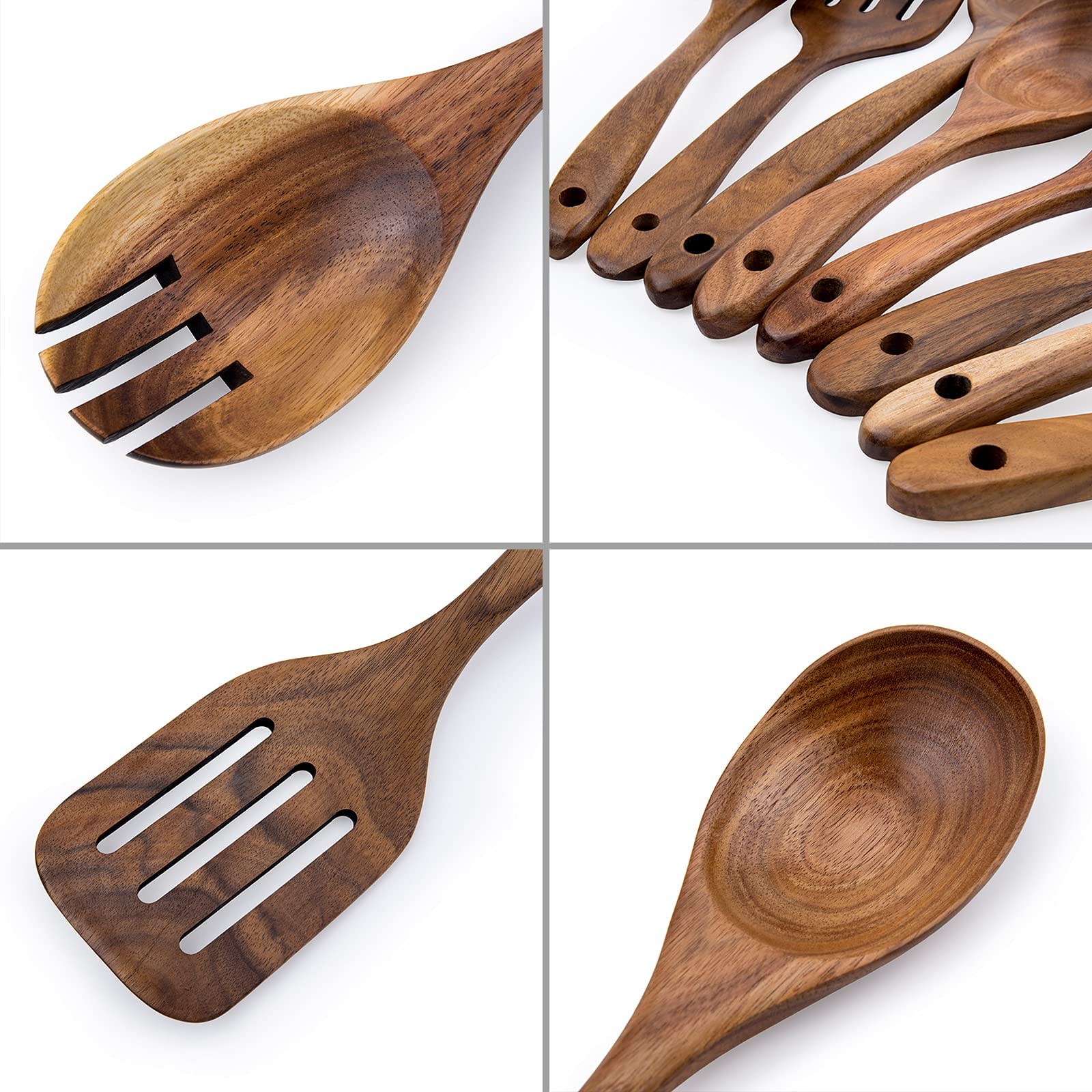 WOODME teak utensils safe for nonstick cookware to prevent scratching