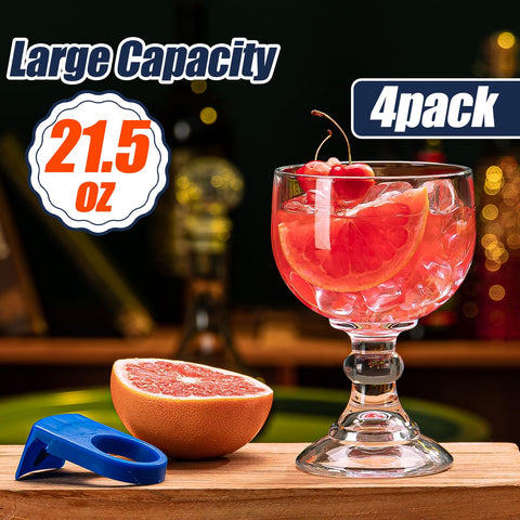 Wookgreat extra-large margarita glass with color clips for party coding