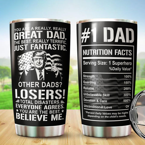 WOOKOO Dad Tumbler with spill-resistant lid for on-the-go use.