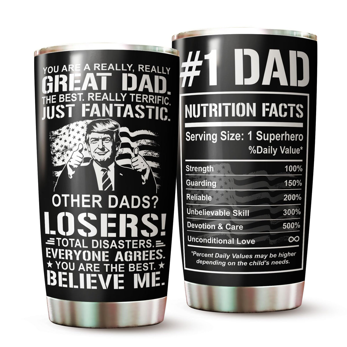 WOOKOO Dad Tumbler in a white box, ready for gifting.