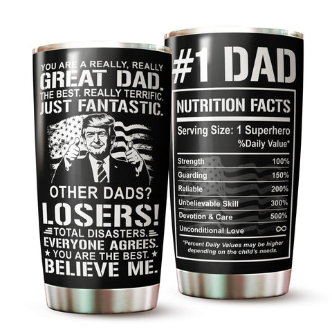 WOOKOO Dad Tumbler in a white box, ready for gifting.