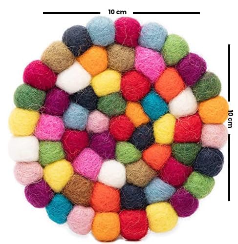 Woolygon cat-themed coaster design adds whimsy while protecting surfaces from beverage rings.