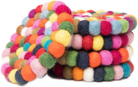Woolygon set of 5 coasters are stackable for easy storage.