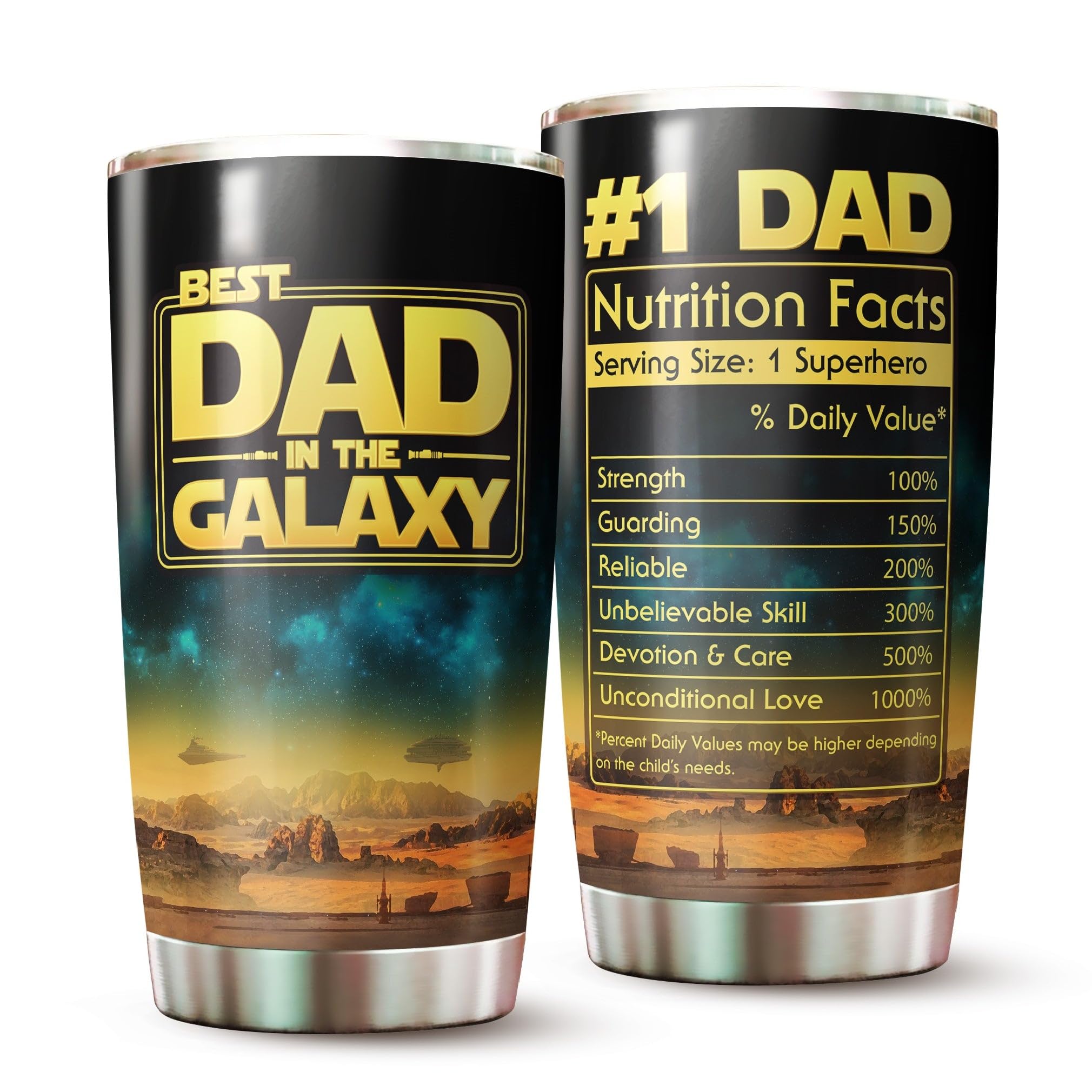 WOOKOO Dad Tumbler 20oz front view showing durable stainless steel.