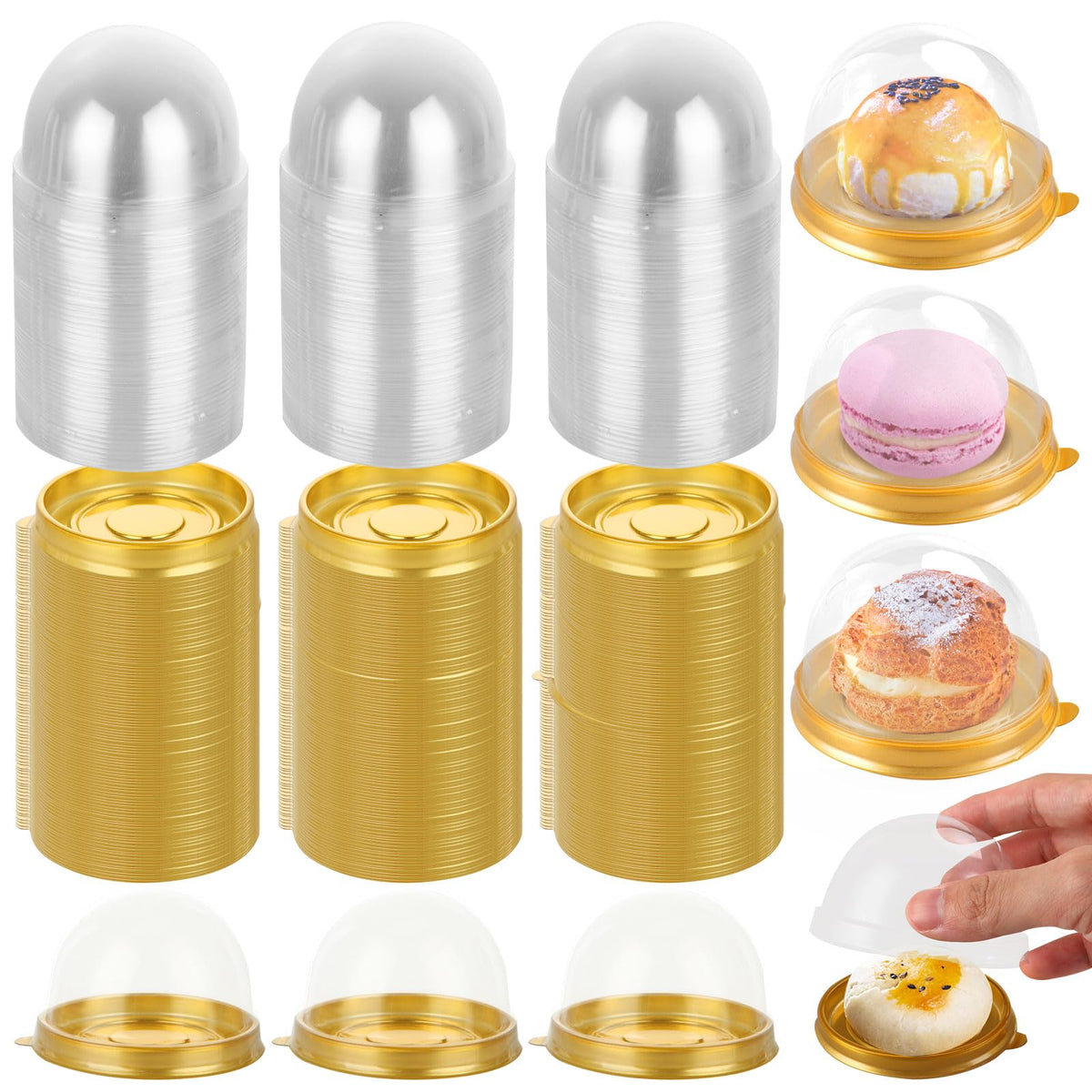 WOPPLXY clear dome lid dessert box for elegant display and easy transport.
