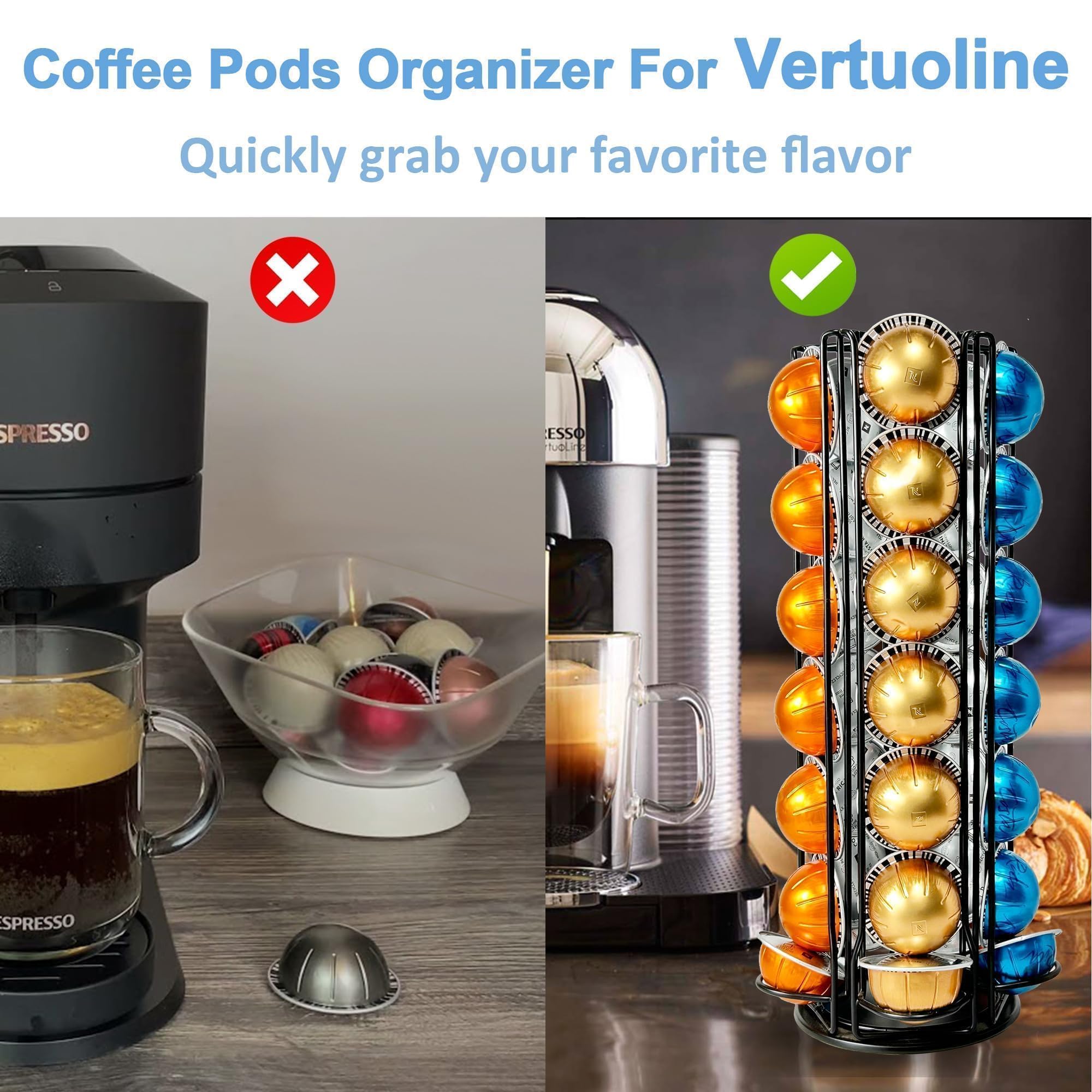 WORBIC 360-degree rotation provides easy access to your Vertuo pods.