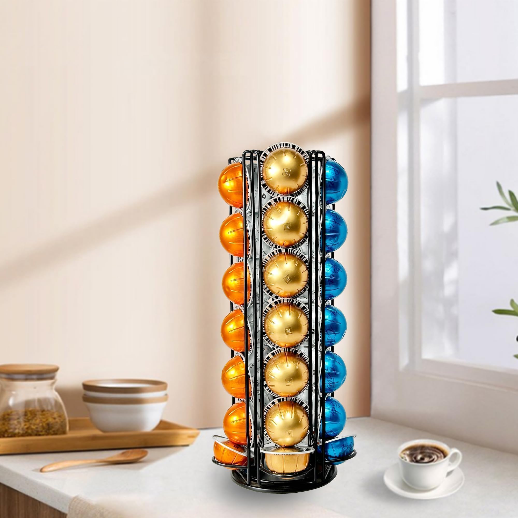 WORBIC durable base ensures stable placement beside the espresso machine.