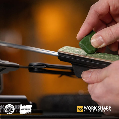 Work Sharp 3-year warranty badge indicating trusted support
