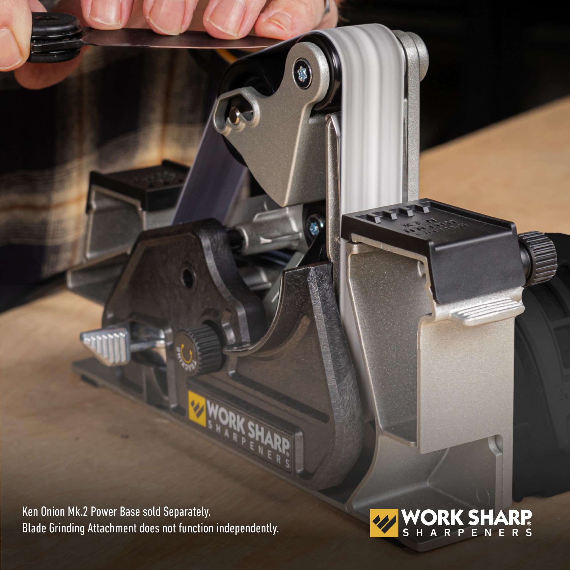 1x18 belt set included with varied grits for the Work Sharp blade grinder.