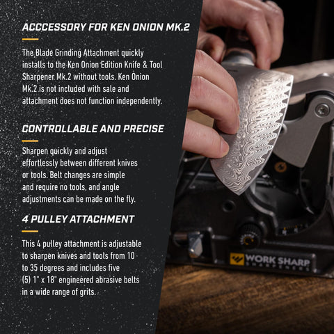 Angle adjustment range from 10 to 35 degrees on the Work Sharp attachment.