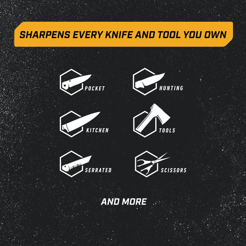 Belt-speed range 1200–2800 SFM supports rough to fine sharpening on the Work Sharp device.