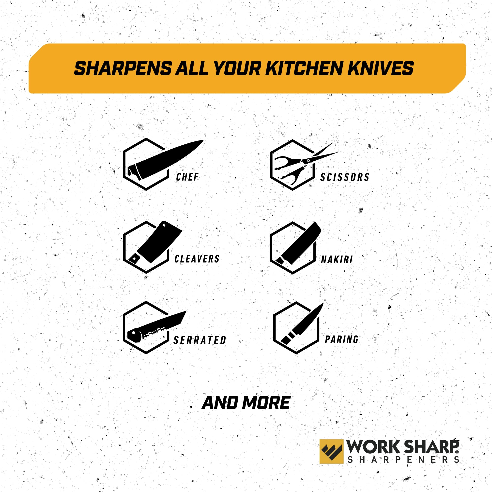 Sharpens kitchen scissors and poultry shears along with knives.
