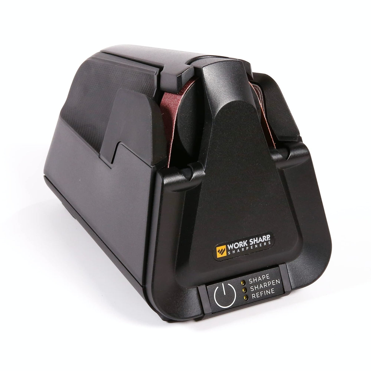 Work Sharp E5 in action with flexible belts delivers sharp, factory-grade edge.