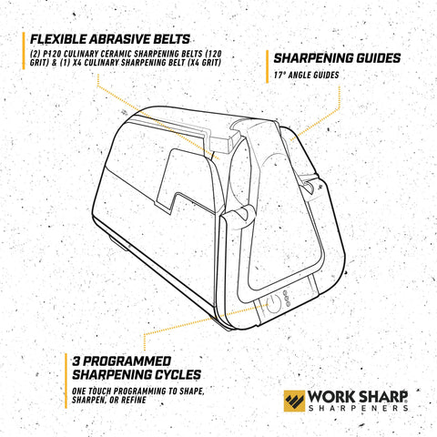 Three settings shape, sharpen, and hone on the E5 for versatile care.