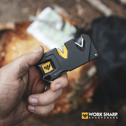 Work Sharp EDC Pivot Plus 25-degree angle guide aids consistent sharpening.