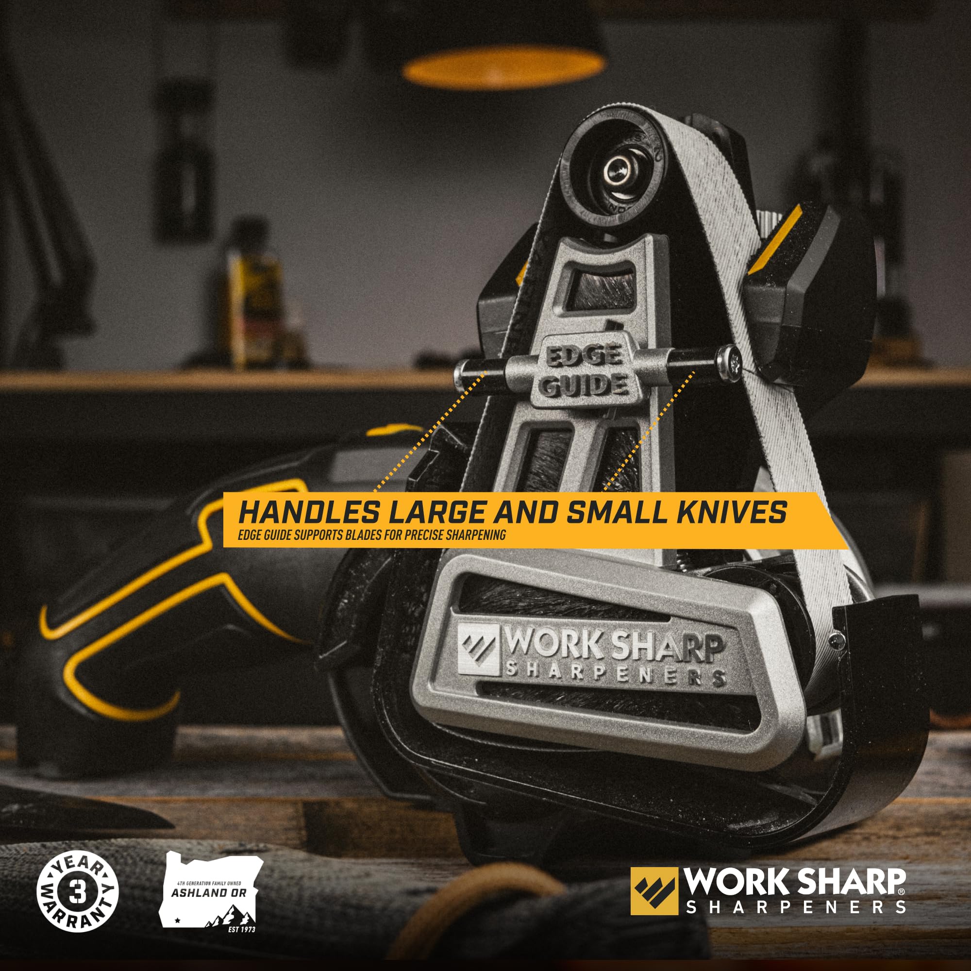 Work Sharp Ken Onion precision guides enable consistent edge angles.