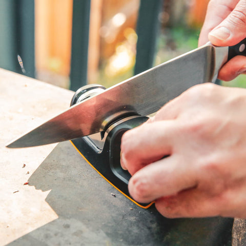 Work Sharp rubber base and grip provide safe, controlled sharpening.