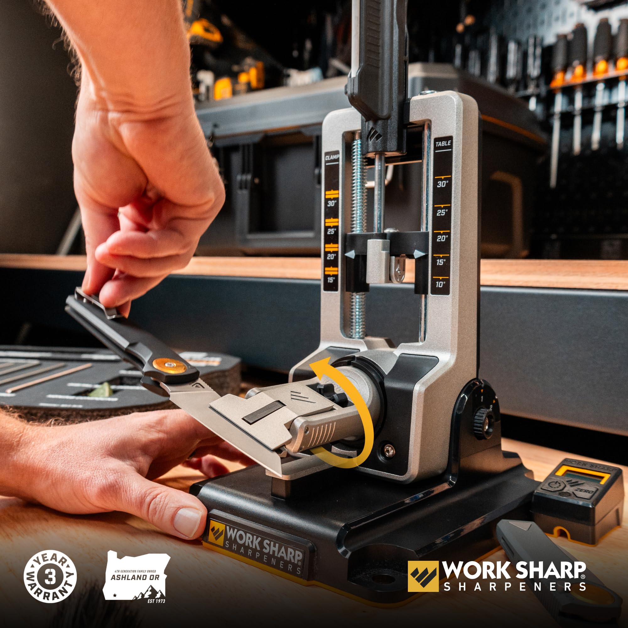 Work Sharp Professional Precision Adjust Elite carry case keeps tools organized.