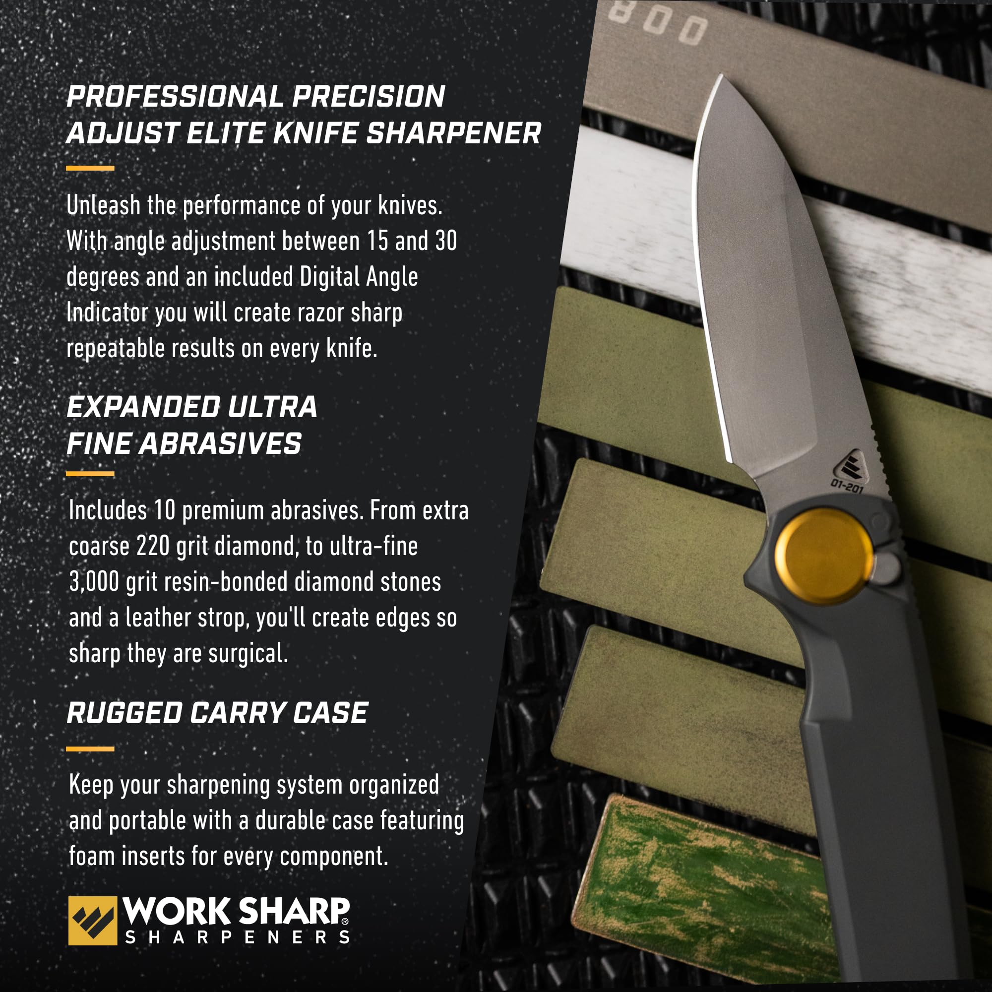 Work Sharp Professional Precision Adjust Elite diamond plates highlight fast edge refinement.