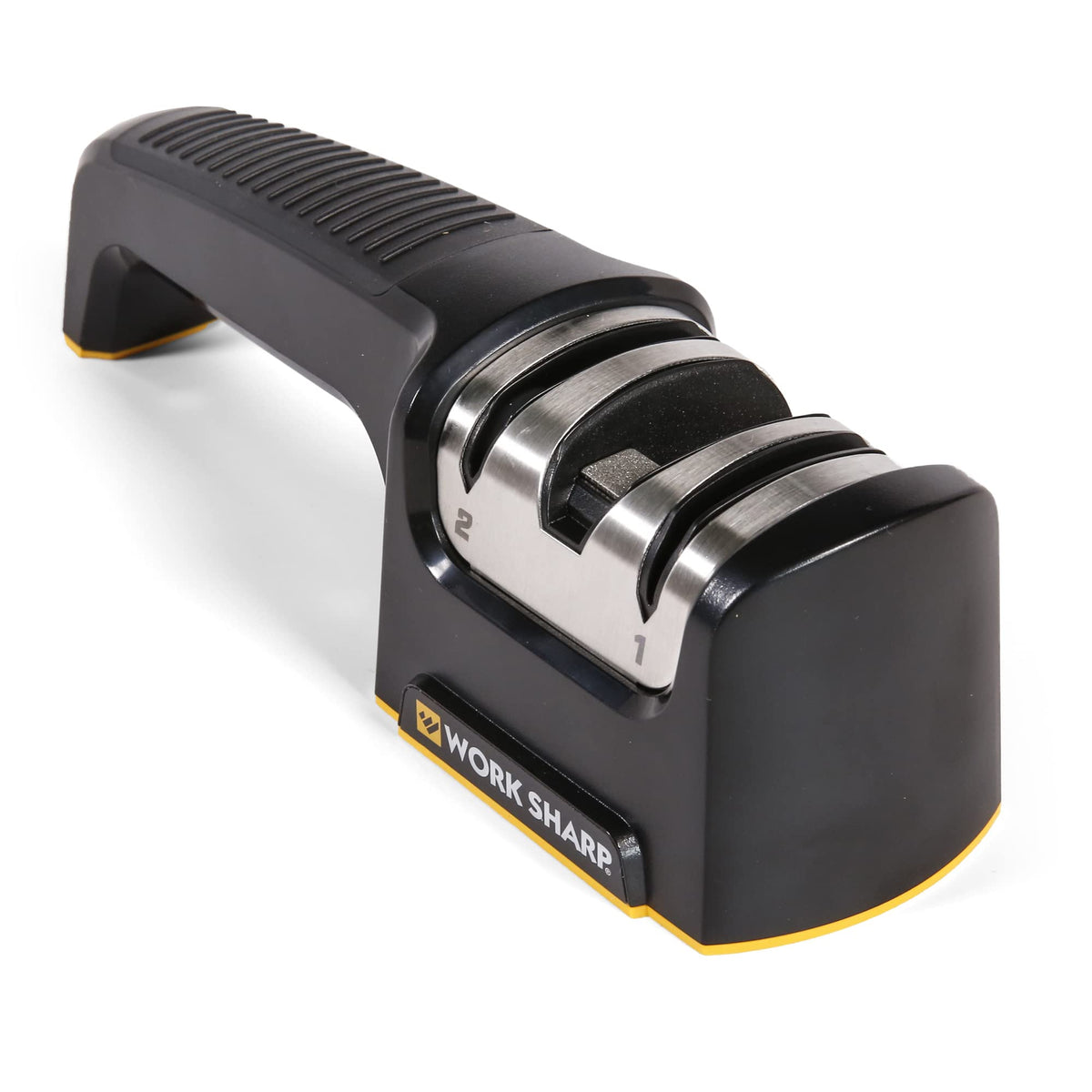 Work Sharp pull-through sharpener compact design for easy storage and quick touch-ups