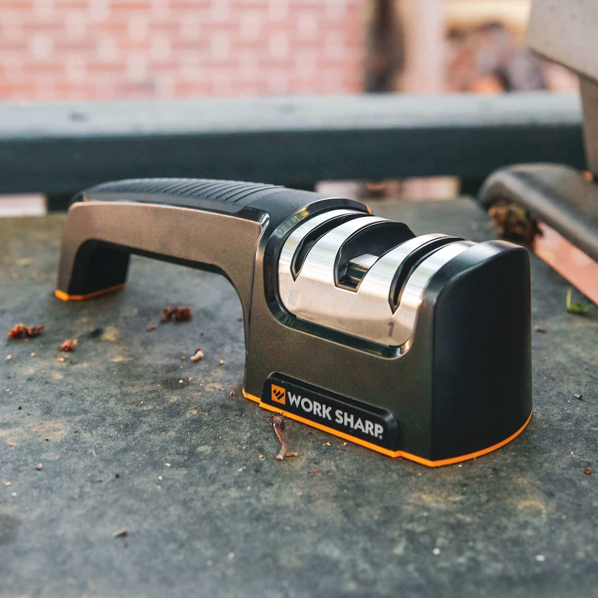 Work Sharp ergonomic handle provides secure, comfortable grip during sharpening sessions
