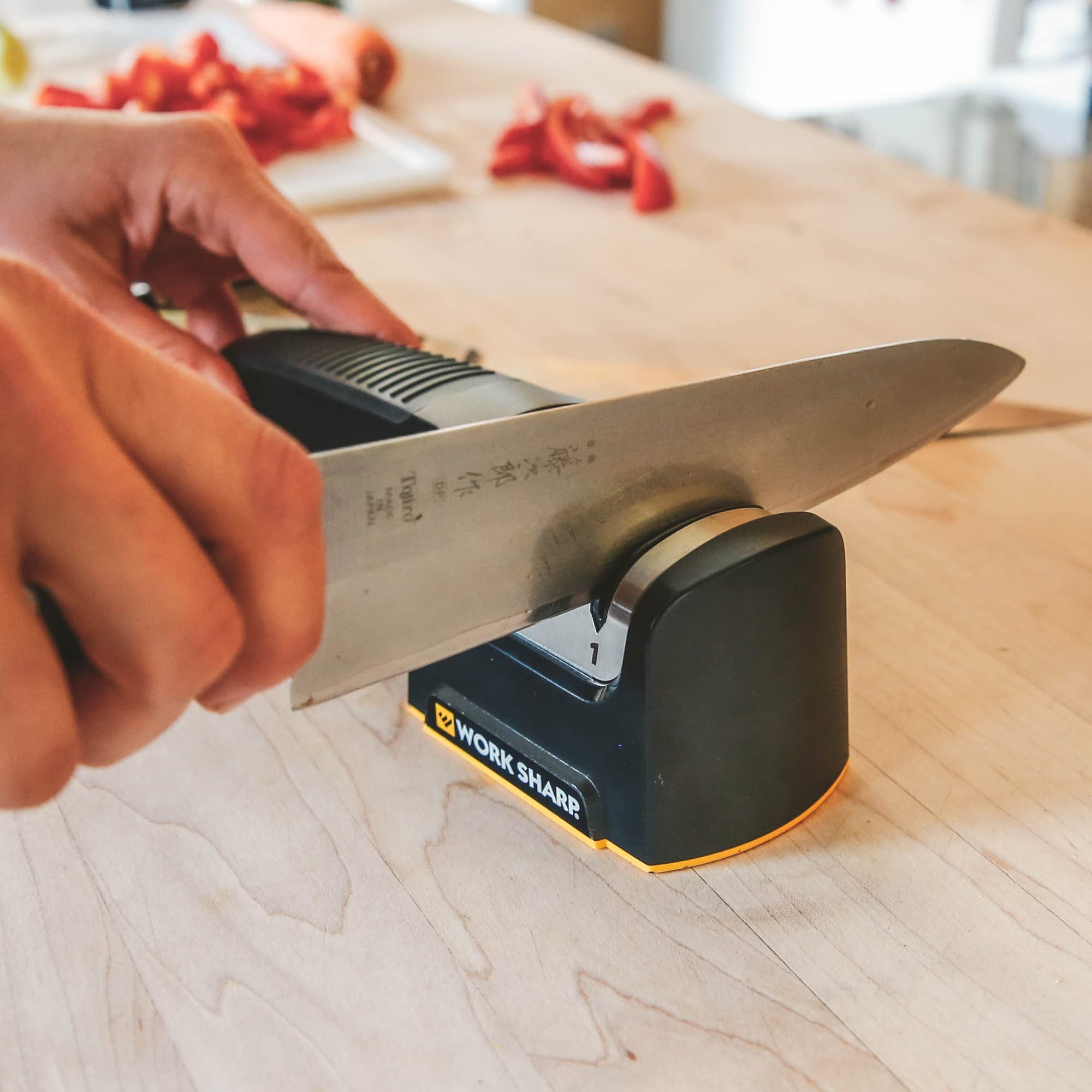 Work Sharp sharpener handles scissors, paring, and serrated knives for versatile kitchen care