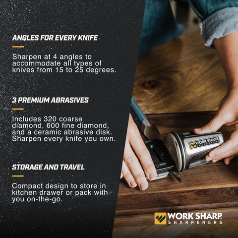 Work Sharp rolling knife sharpener fine diamond 600: refine edge for clean slicing