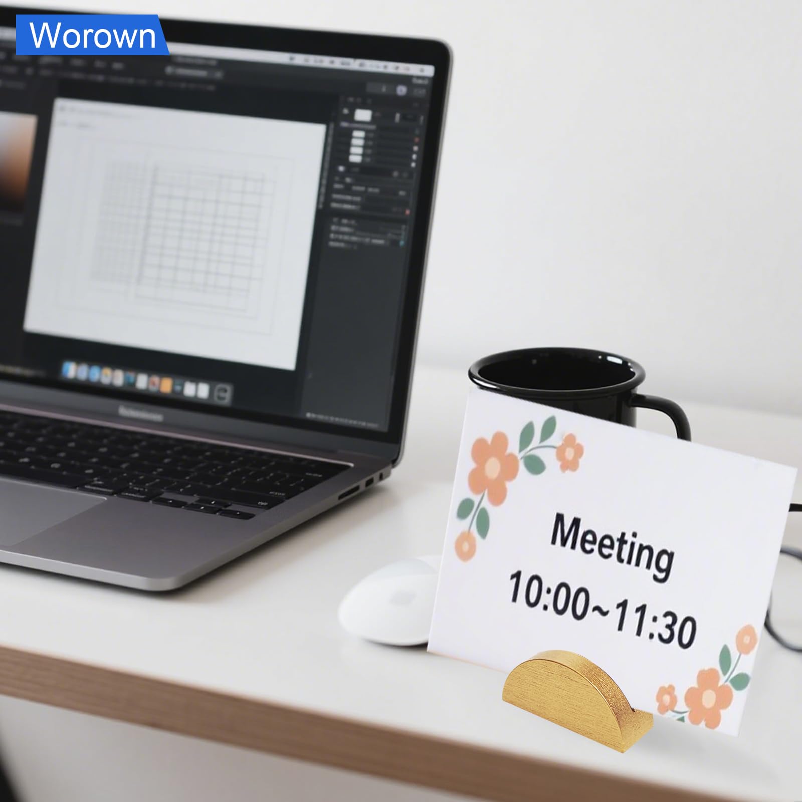 Removable sticker sheet prevents tipping for stable table displays.