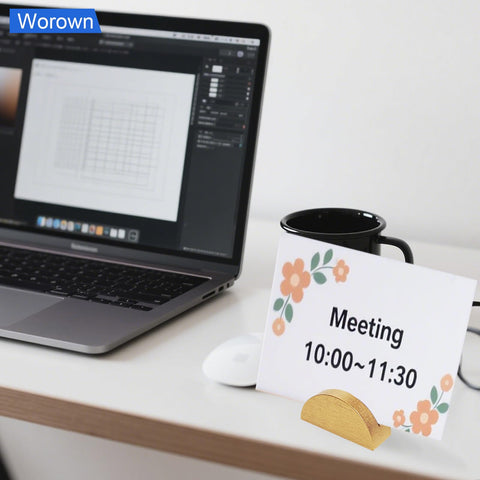 Removable sticker sheet prevents tipping for stable table displays.