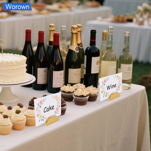 Versatile Worown stand for cards, menus, photos at weddings and venues.