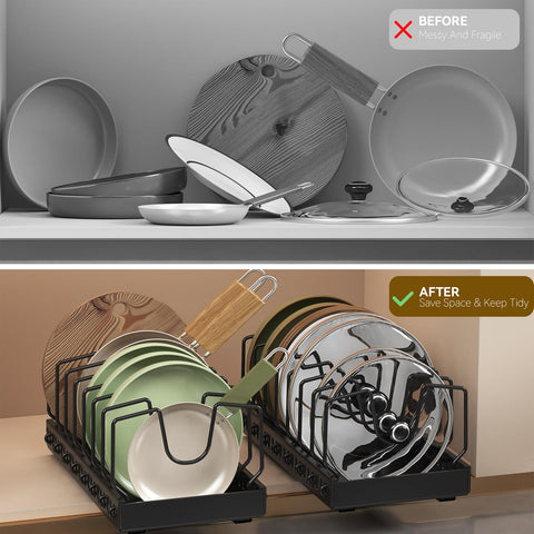 WOSHEN multi-purpose storage fits lids, pans, boards, and bakeware.