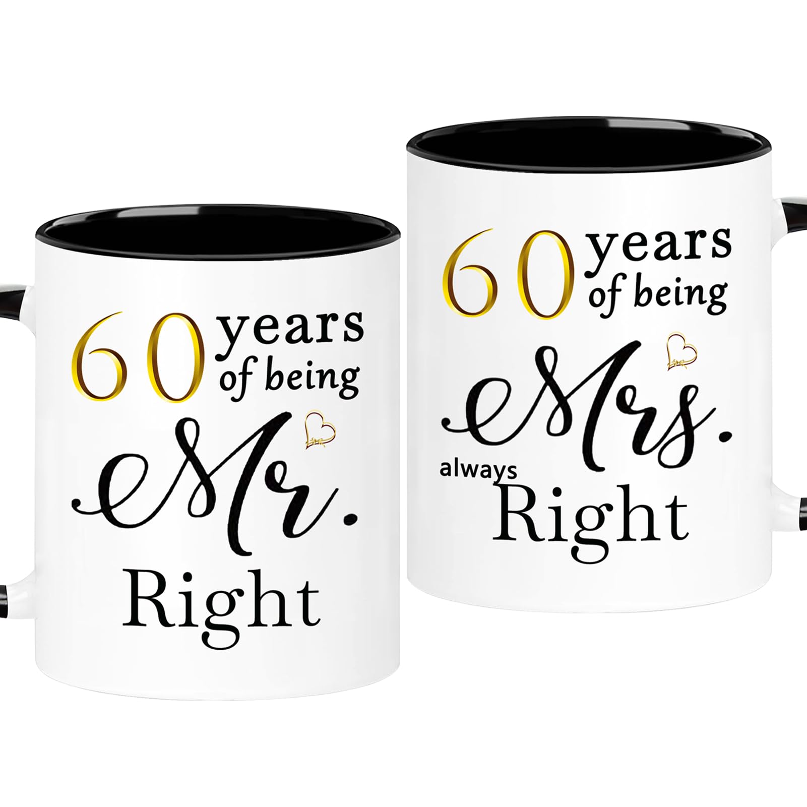 WOSIWULA 60-year anniversary mugs front view, perfect gift for couples.