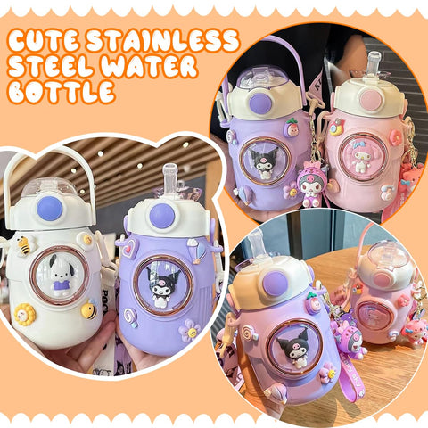 Woskailly pink shoulder strap bottle, hands-free carrying for travel.