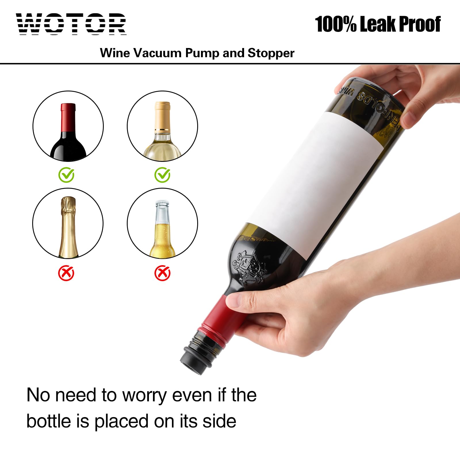 WOTOR air removal action demonstrates vacuum pumping from a bottle