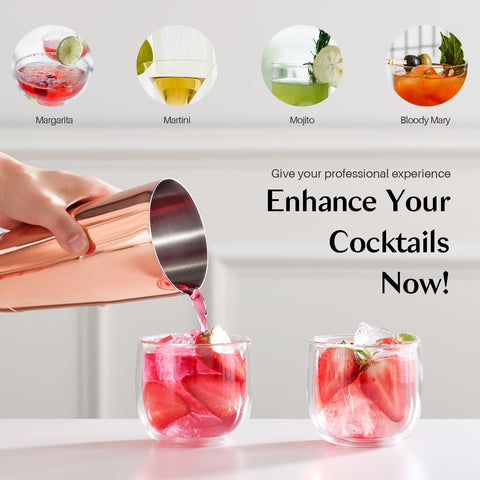 WOTOR rose-gold finish adds style to any bar setup.