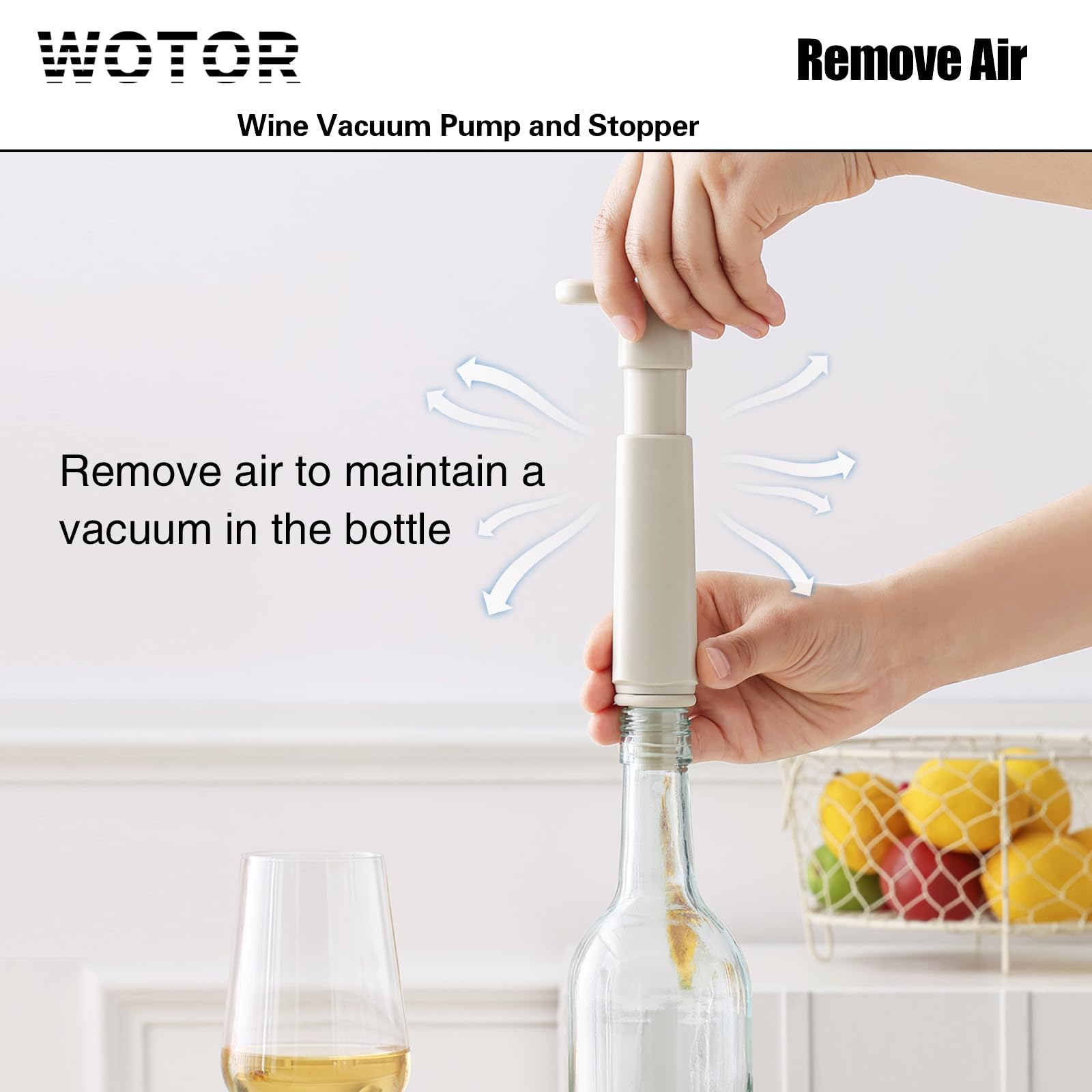 WOTOR wine saver set used at dinner to keep taste longer