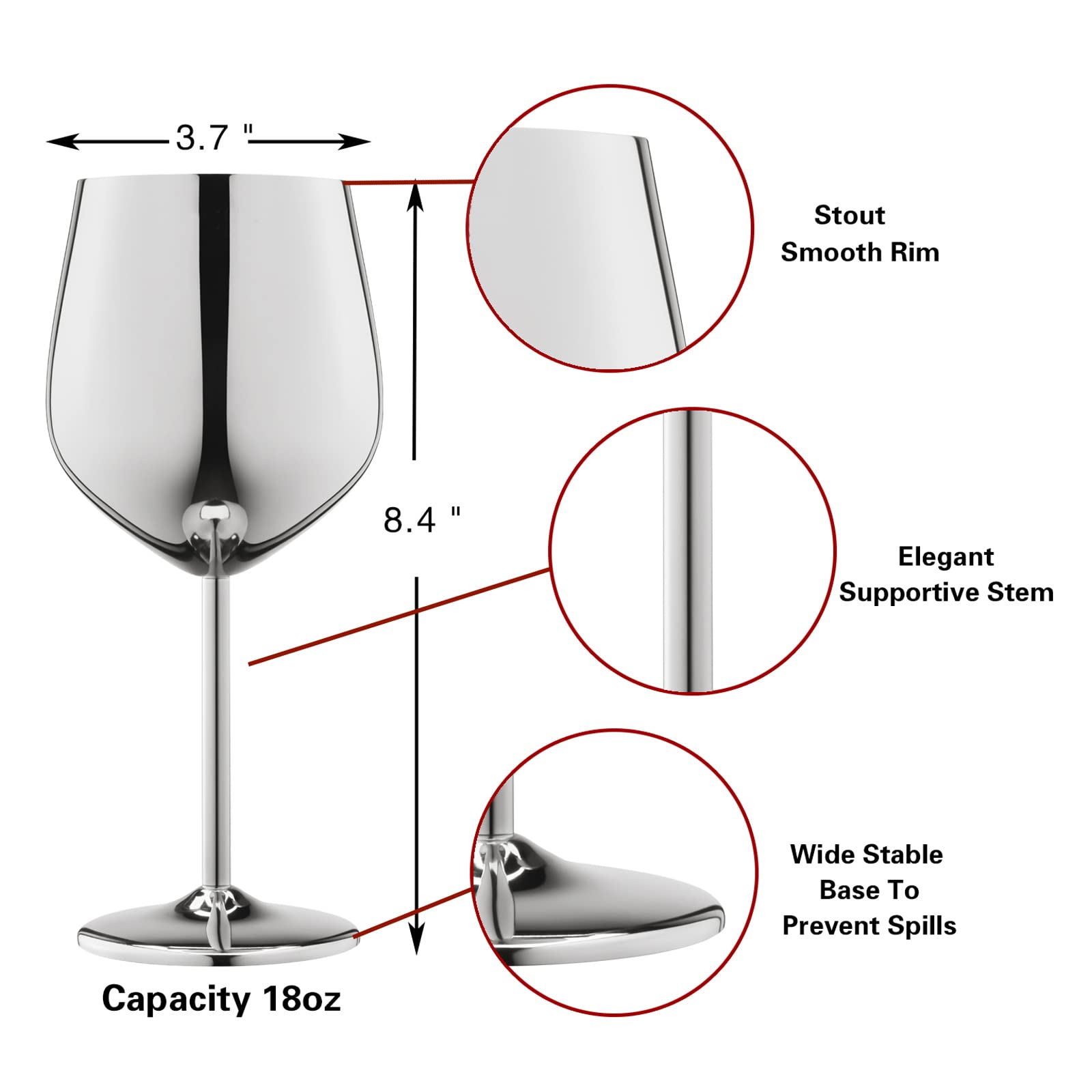 WOTOR glasses with wide flat bases for stable pours on any surface.